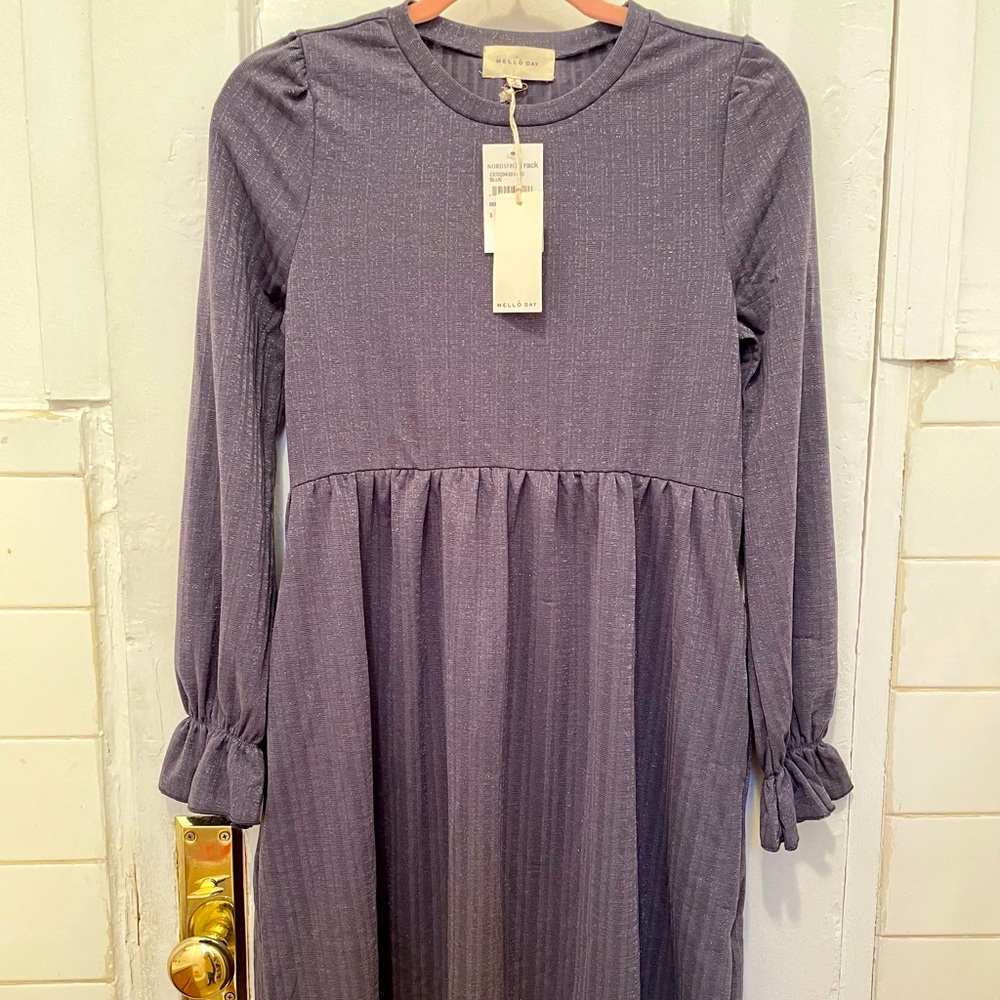 NWT Nordstrom space gray dress with metallic sheen